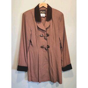 Vtg Faroucher Lori Weidner Brown Toggle Equestrian Regency Long Blazer Sz 10